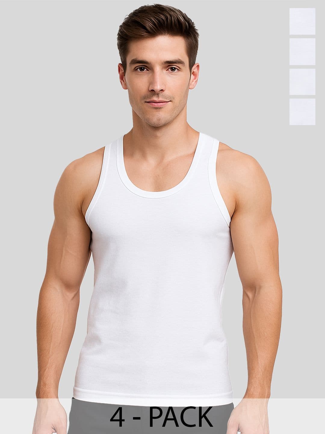 AMUL COMFY Pack of 4 Men White Vest - view 1