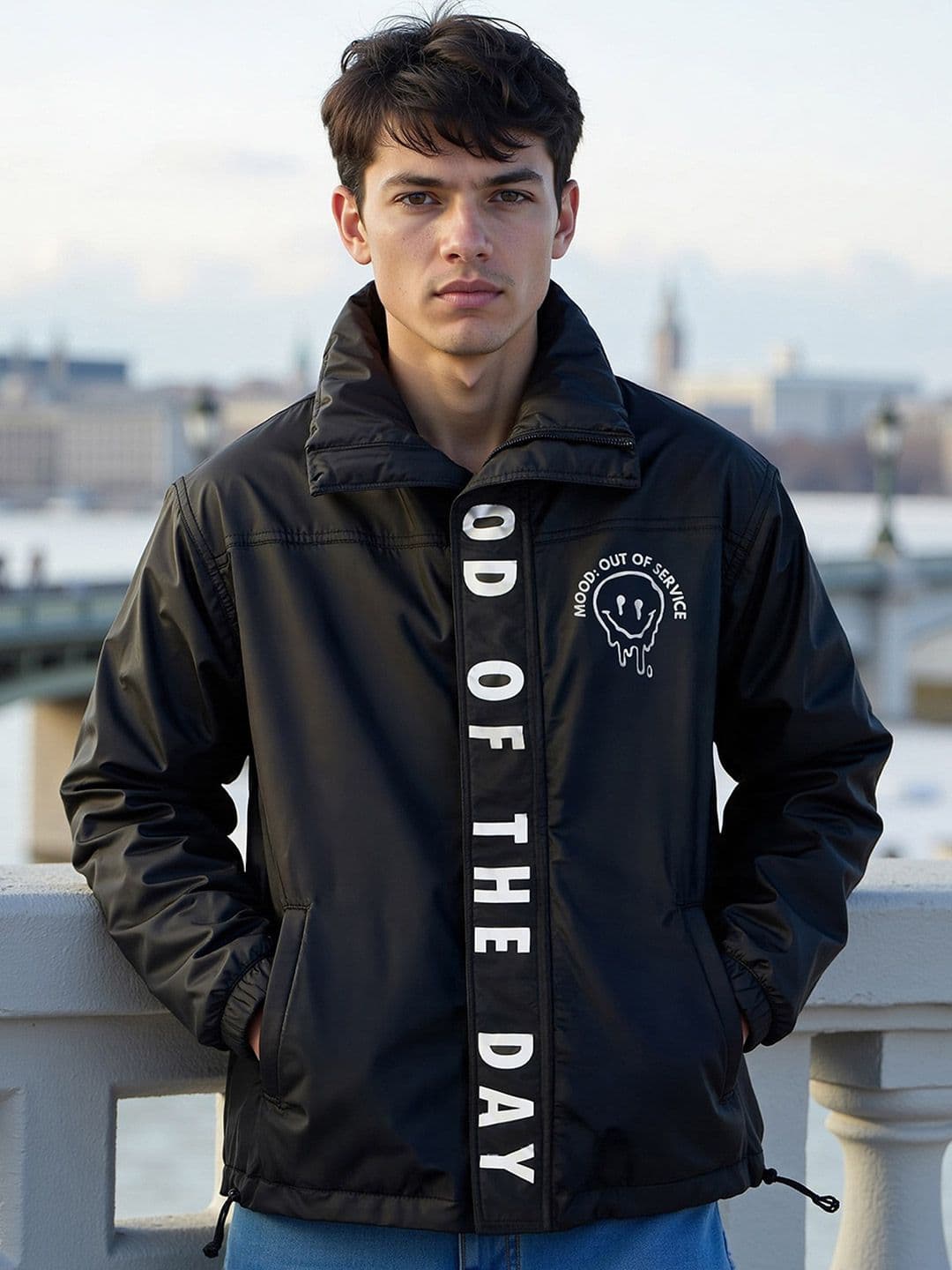 Bewakoof AIR Typography Printed Oversized Windcheater Jacket - view 1