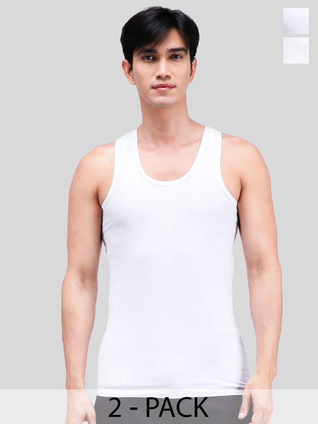 AMUL COMFY Pack Of 2 Pure Cotton Undershirt Innerwear Vests AC-PLVESTWHTRN-WHT-S-2PC - view 1