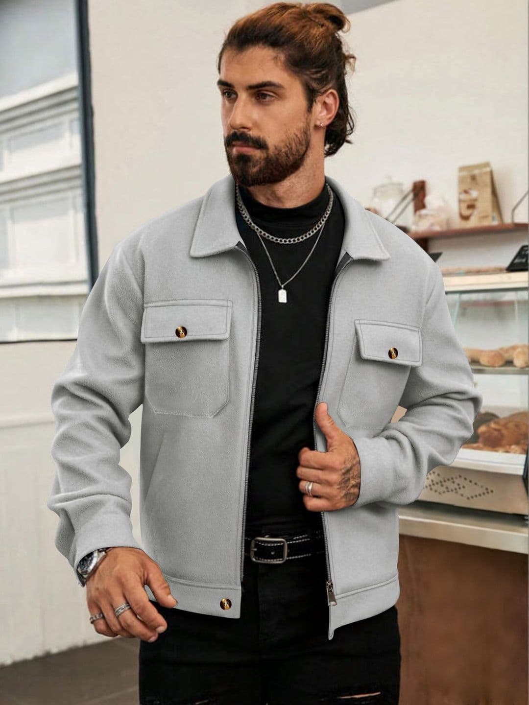 StyleCast x Revolte Men Outdoor Leather Jacket - view 1