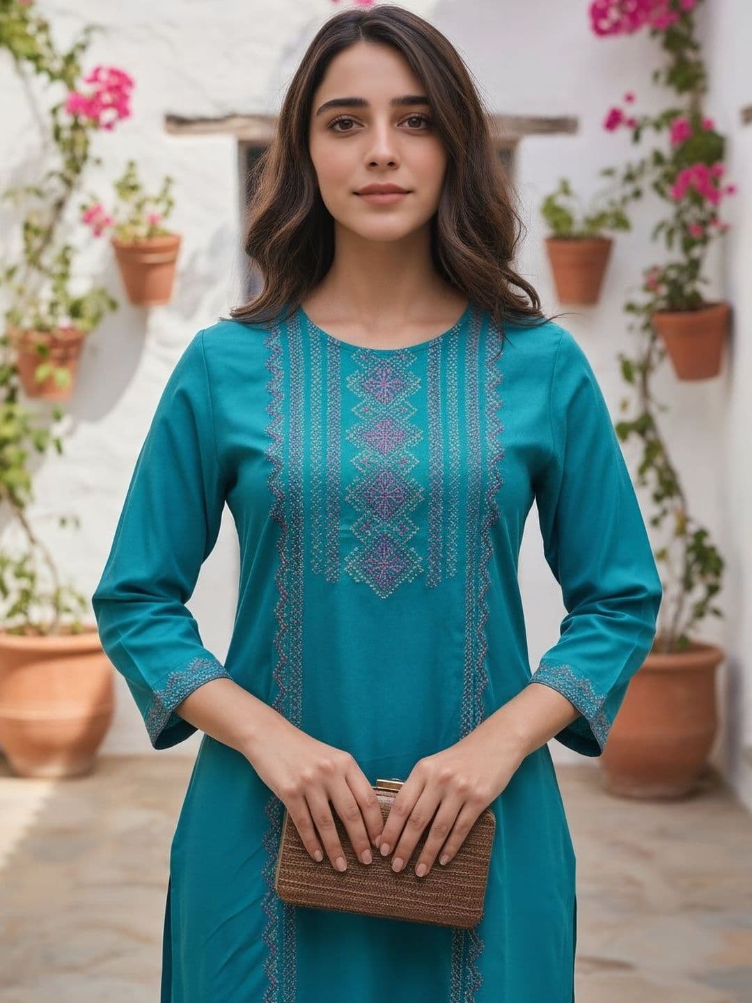 Rangita Women Ethnic Motifs Embroidered Thread Work Kurta - view 1
