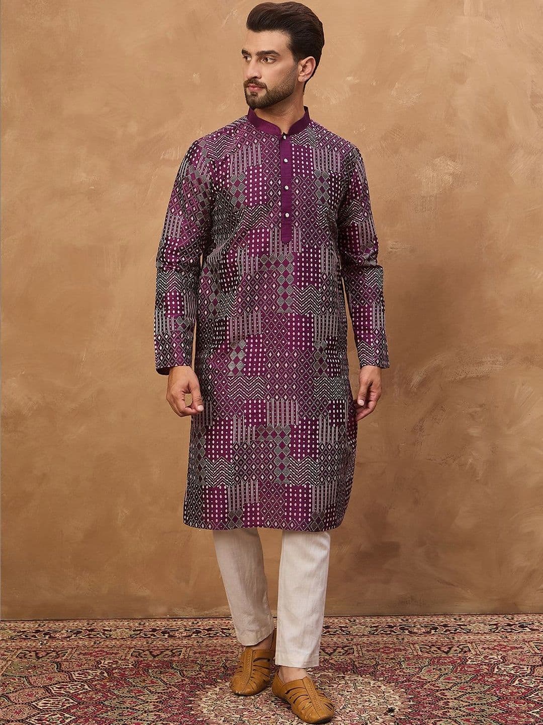 House of Pataudi Printed Mandarin Collar Straight Kurtas - view 1