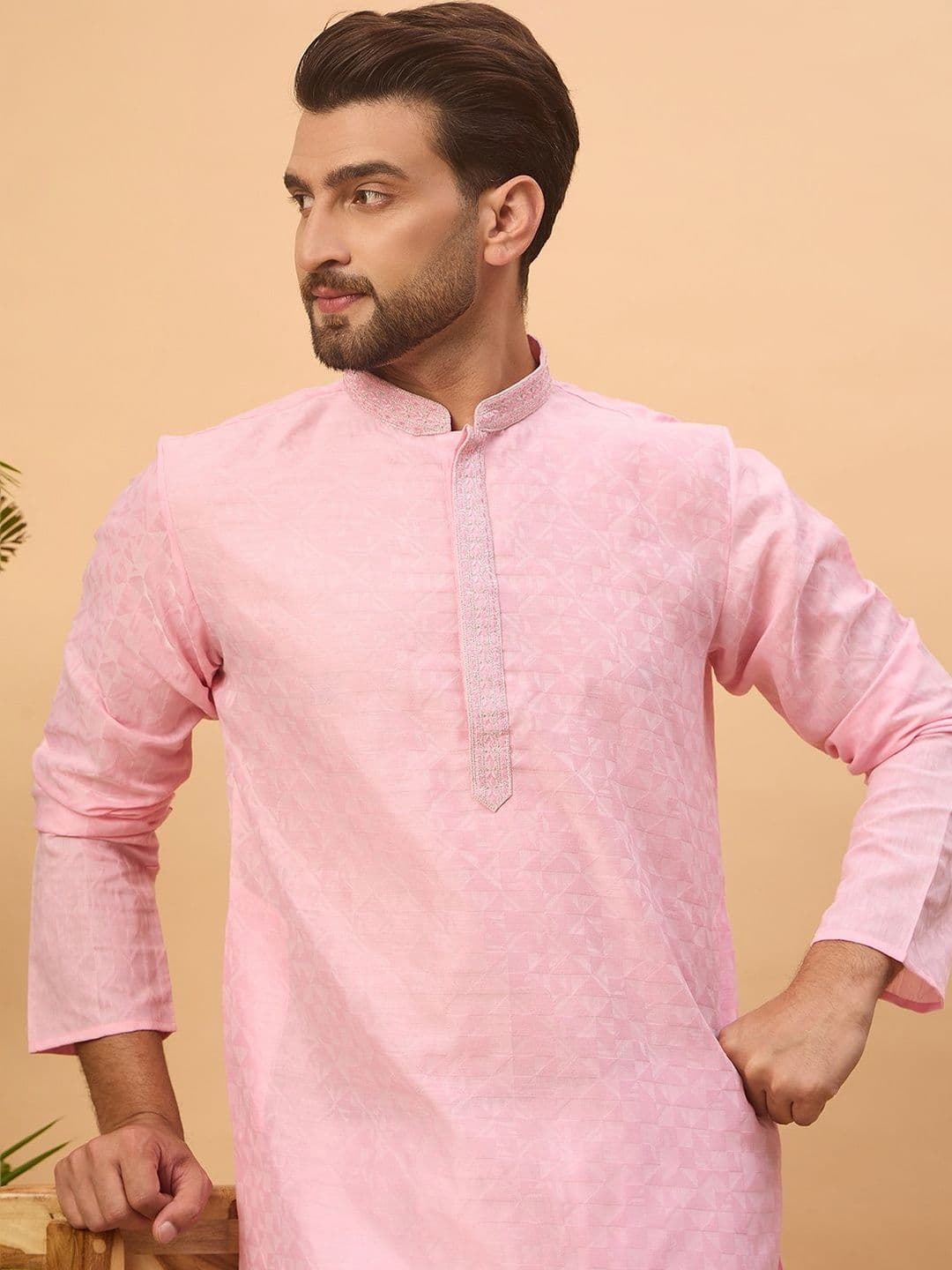 House of Pataudi Embroidered Mandarin Collar Straight Kurtas - view 1