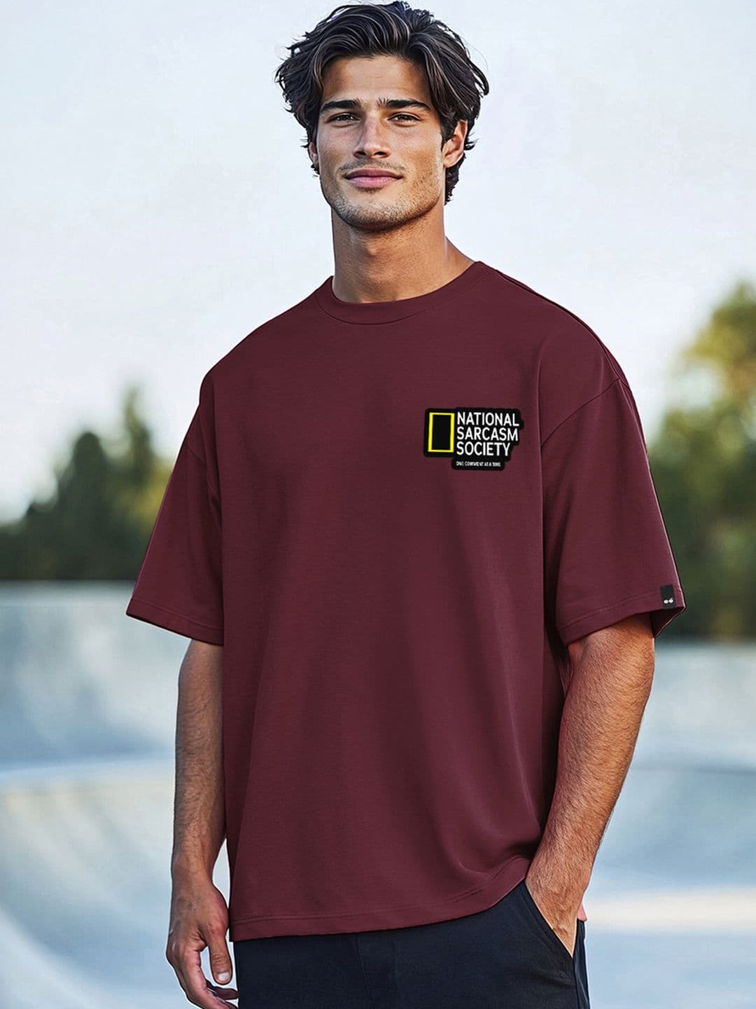 Bewakoof Men Typography Printed Round Neck Pure Cotton Oversized T-shirt - view 1