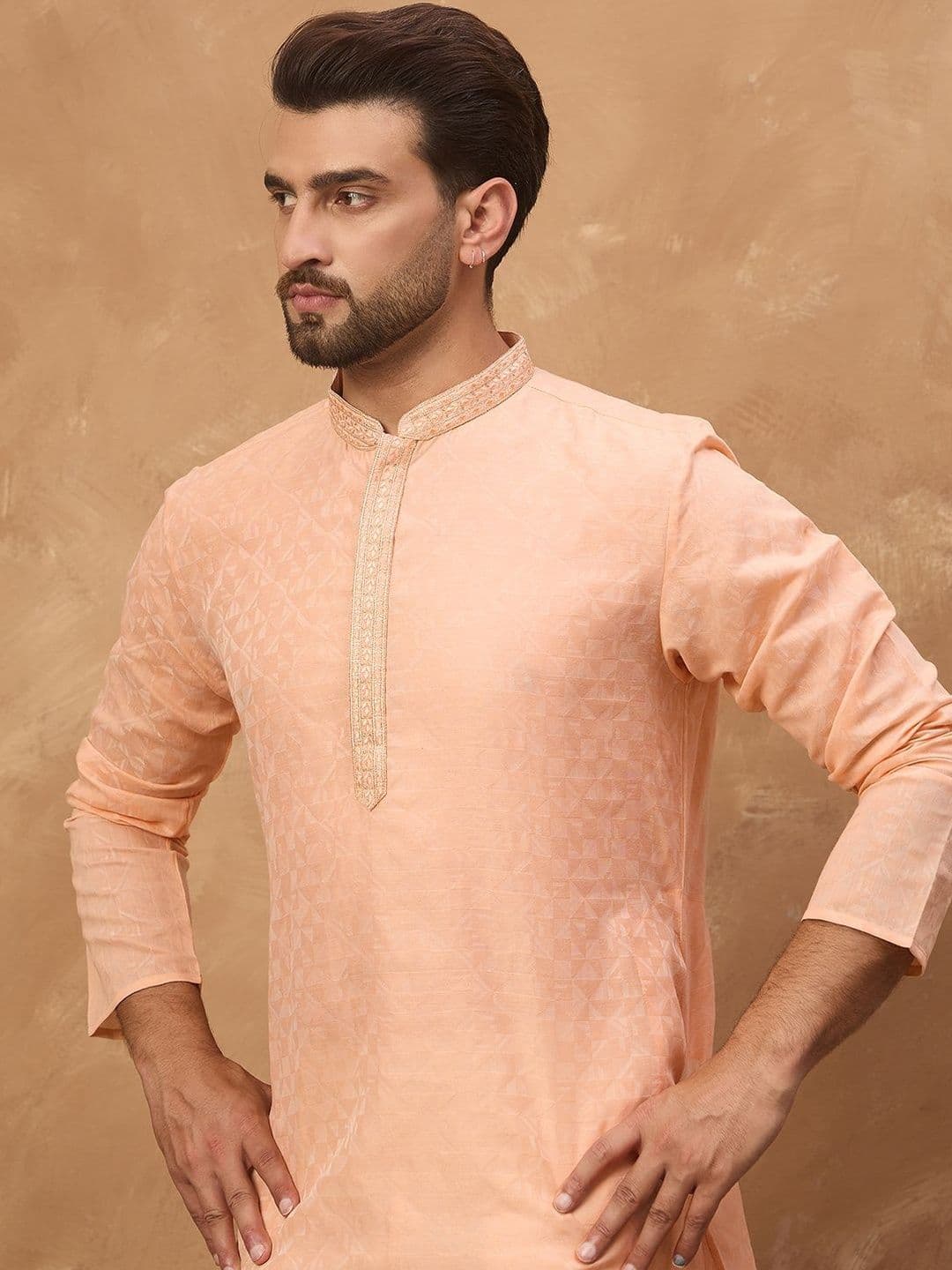 House of Pataudi Embroidered Mandarin Collar Straight Kurtas - view 1