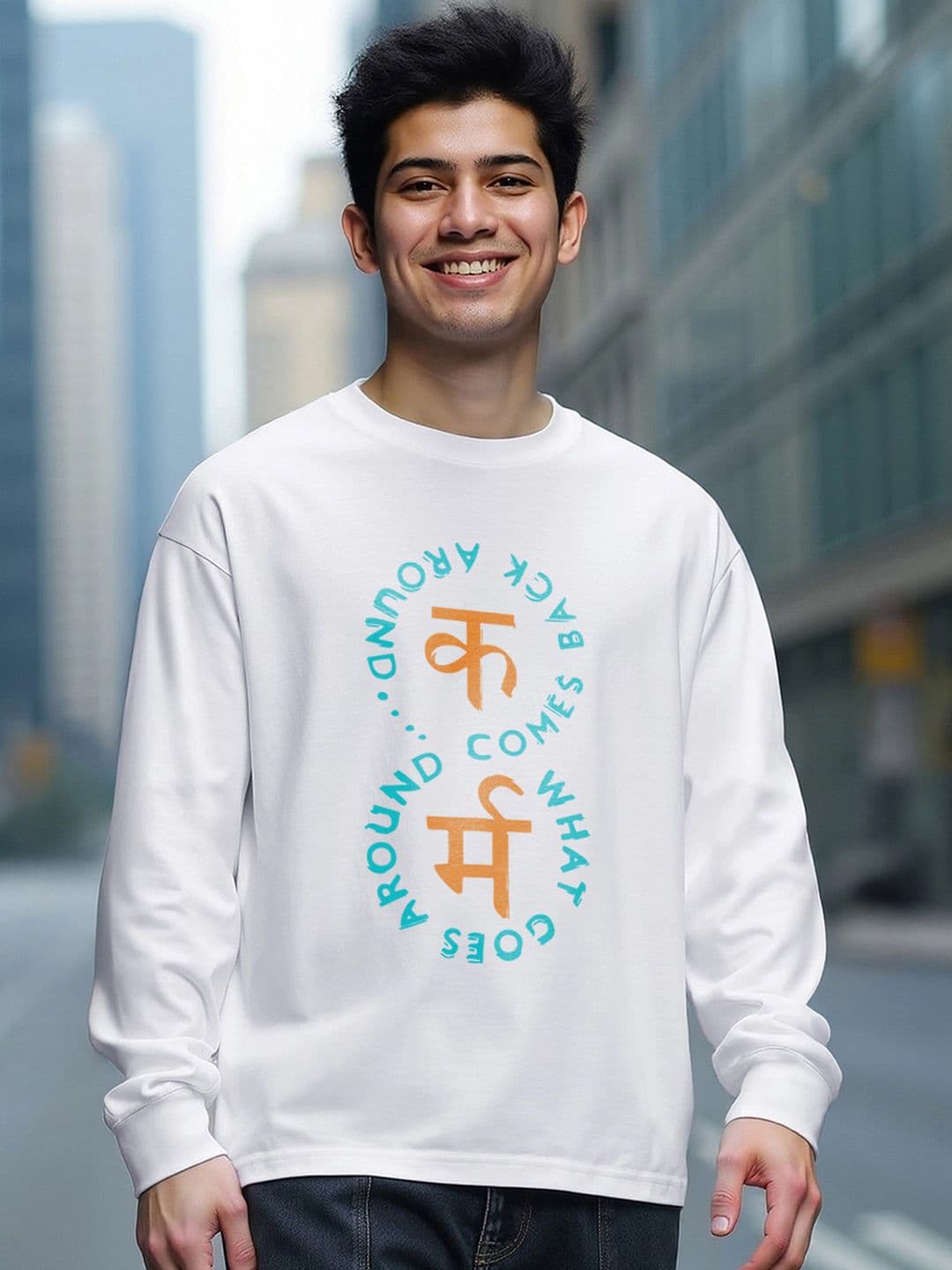 Bewakoof Men Typography Printed Round Neck Pure Cotton Oversized T-shirt - view 1
