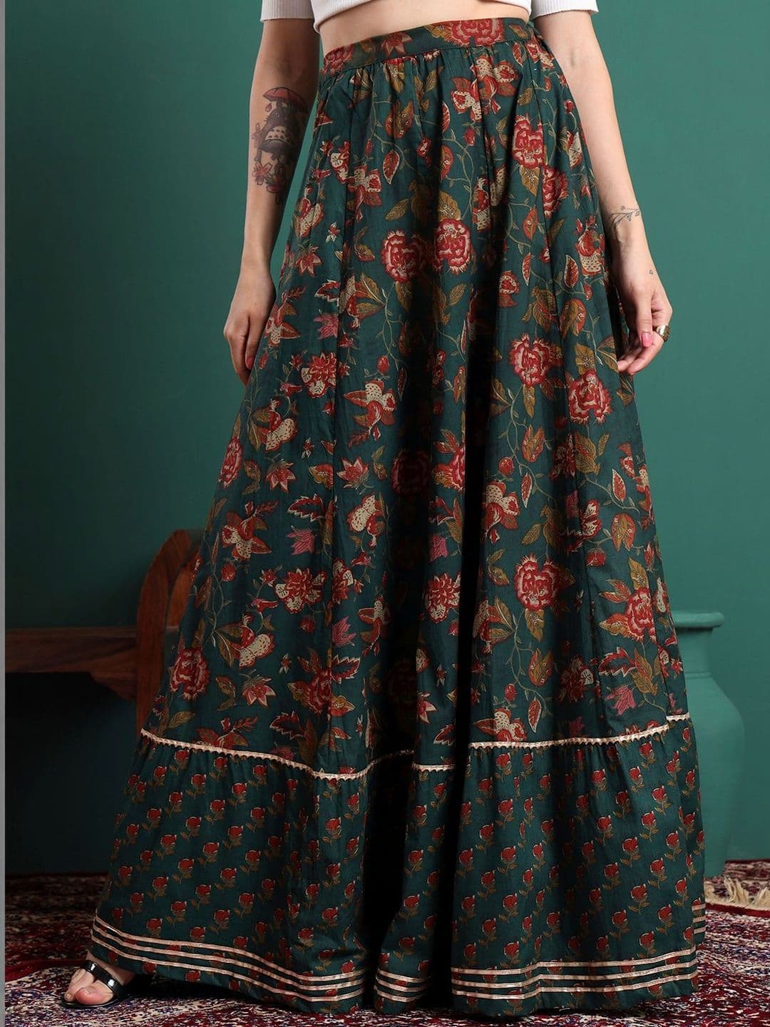 CHARMANT Printed Flared Maxi Skirts - view 1