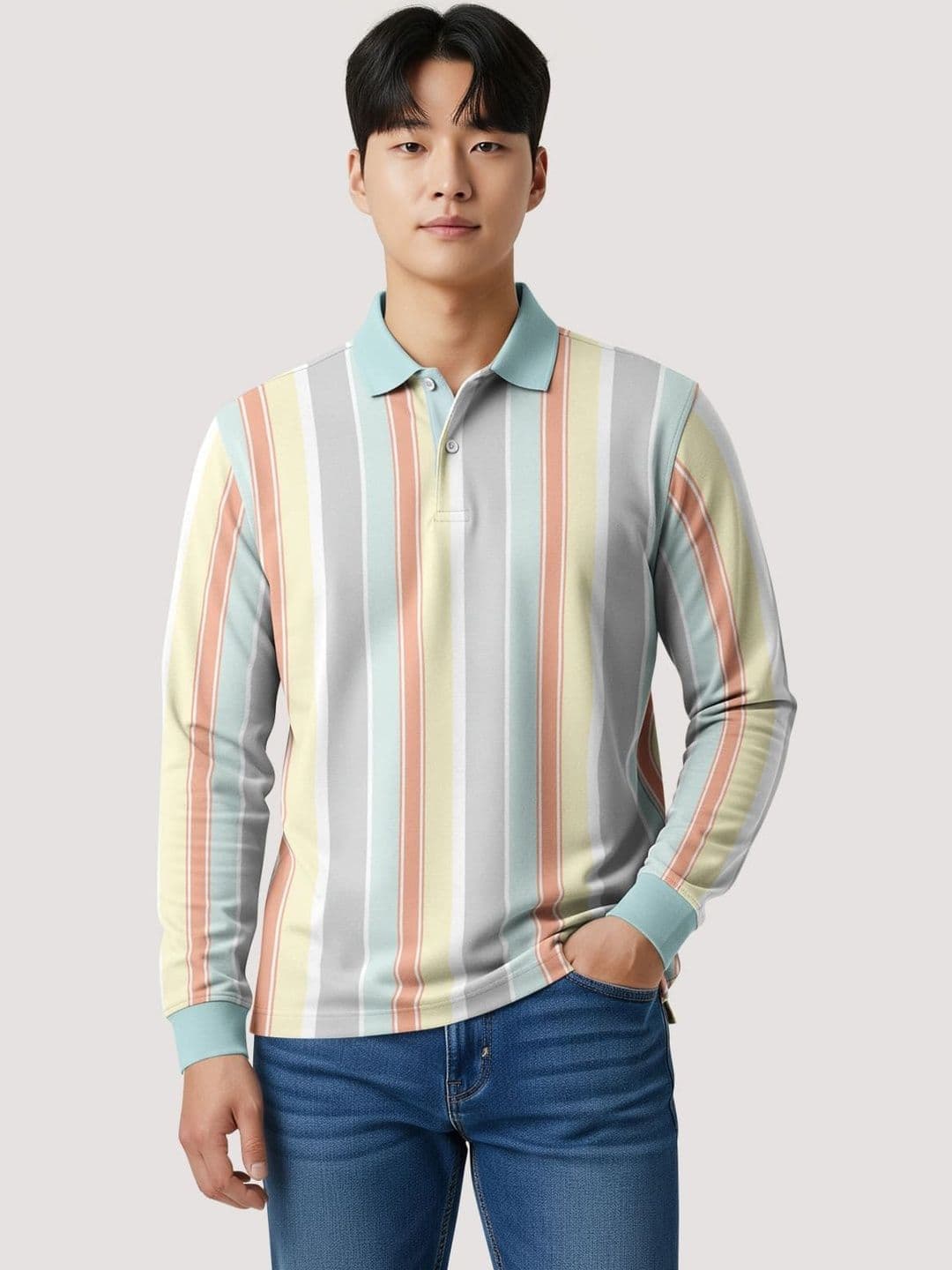 BULLMER Men Striped Polo Collar T-shirt - view 1