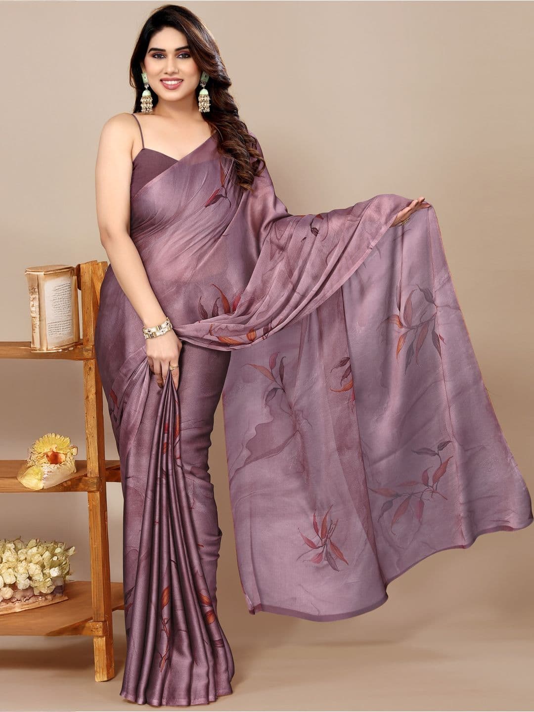 KALINI Floral Printed Poly Chiffon Saree - view 1