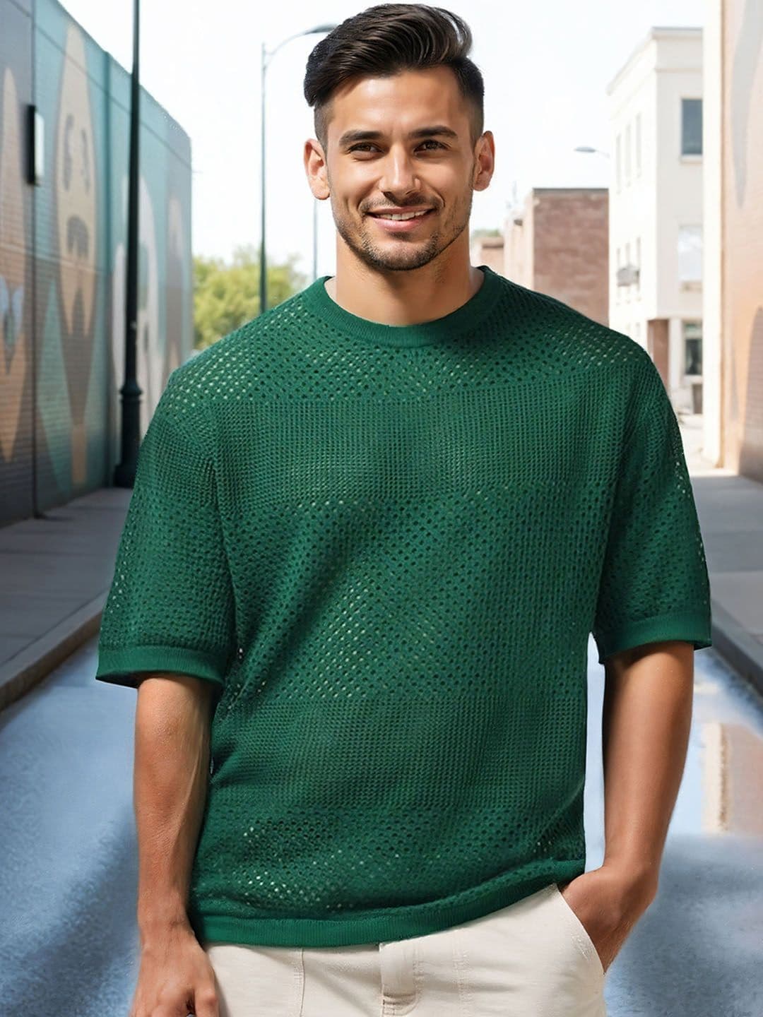 Bewakoof Self Design Round Neck Pure Cotton Oversized T-shirt - view 1