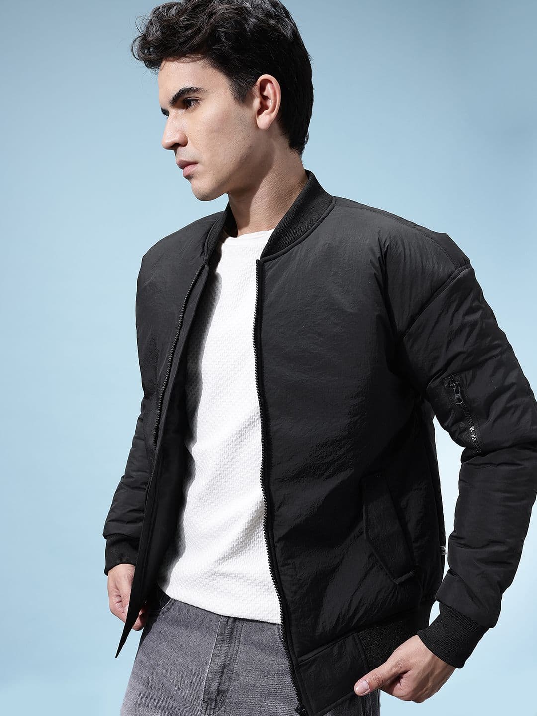 glitchez Mock Collar Relaxed Bomber - view 1