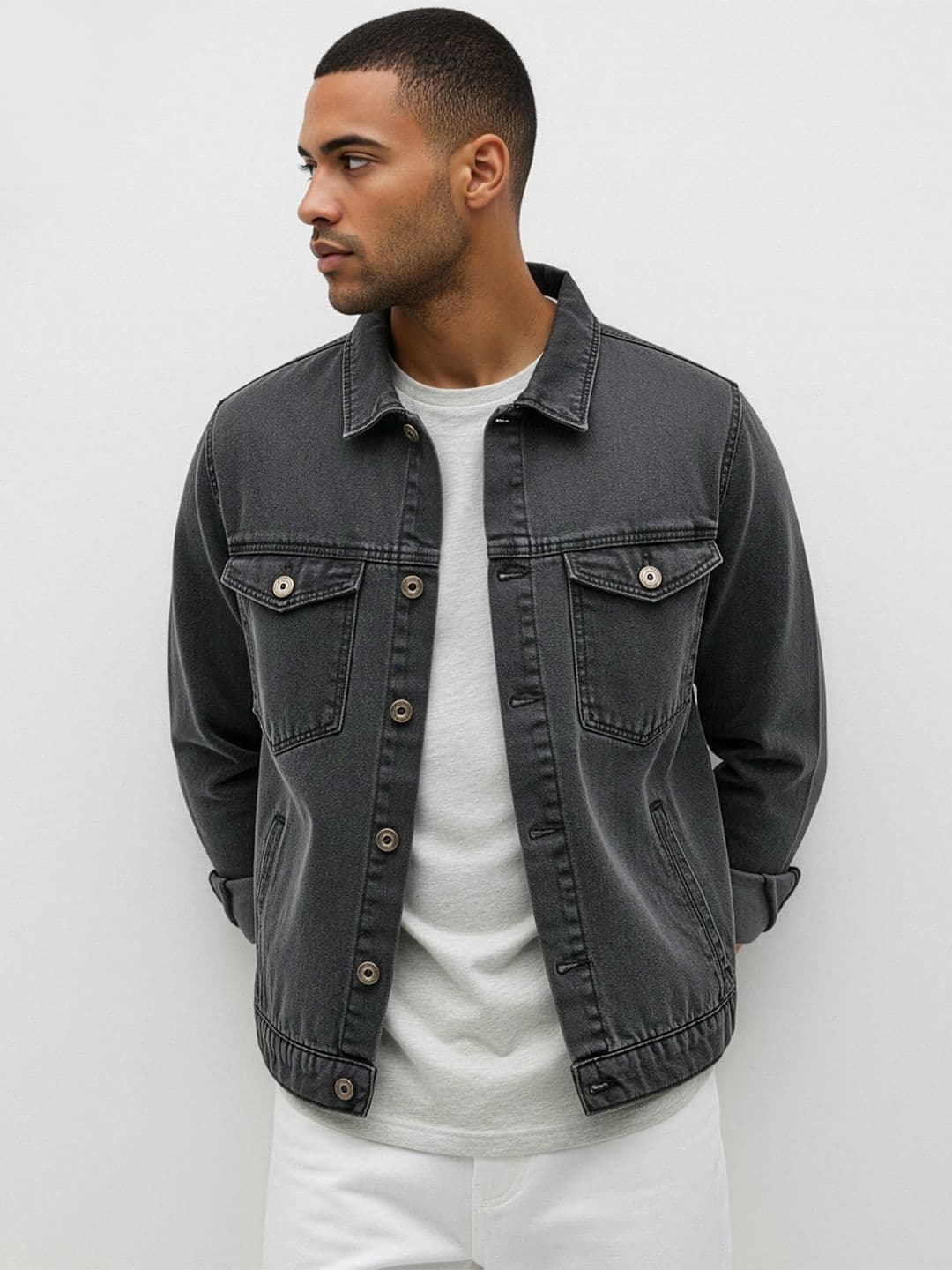 ether Spread Collar Denim Jacket - view 1