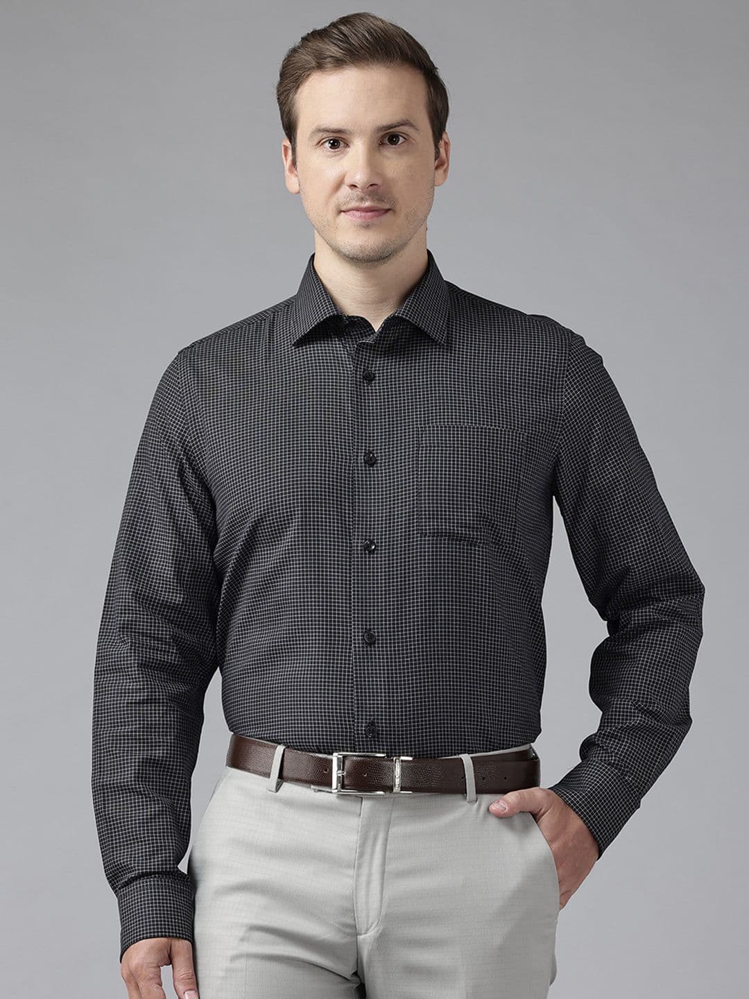 Blackberrys Slim Fit Micro Checked Formal Shirt - view 1