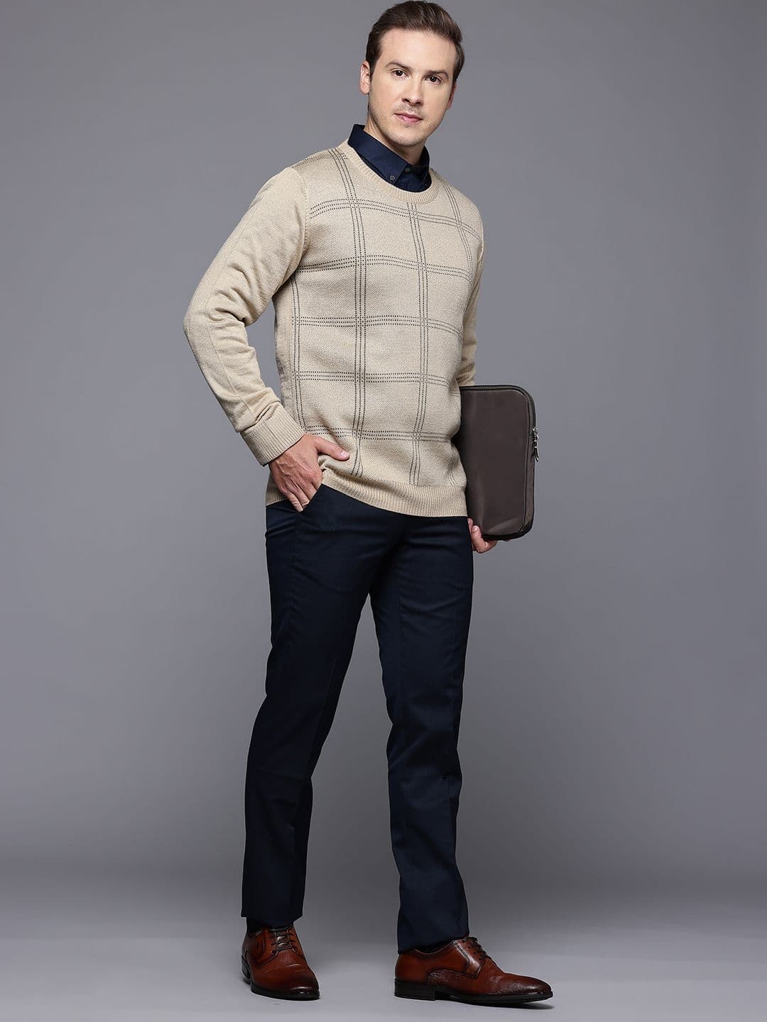 Raymond Checked Self-Design Pullover - view 1