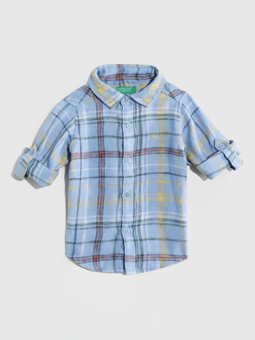 United Colors of Benetton Boys Checked Roll-Up Sleeves Shirt - view 1
