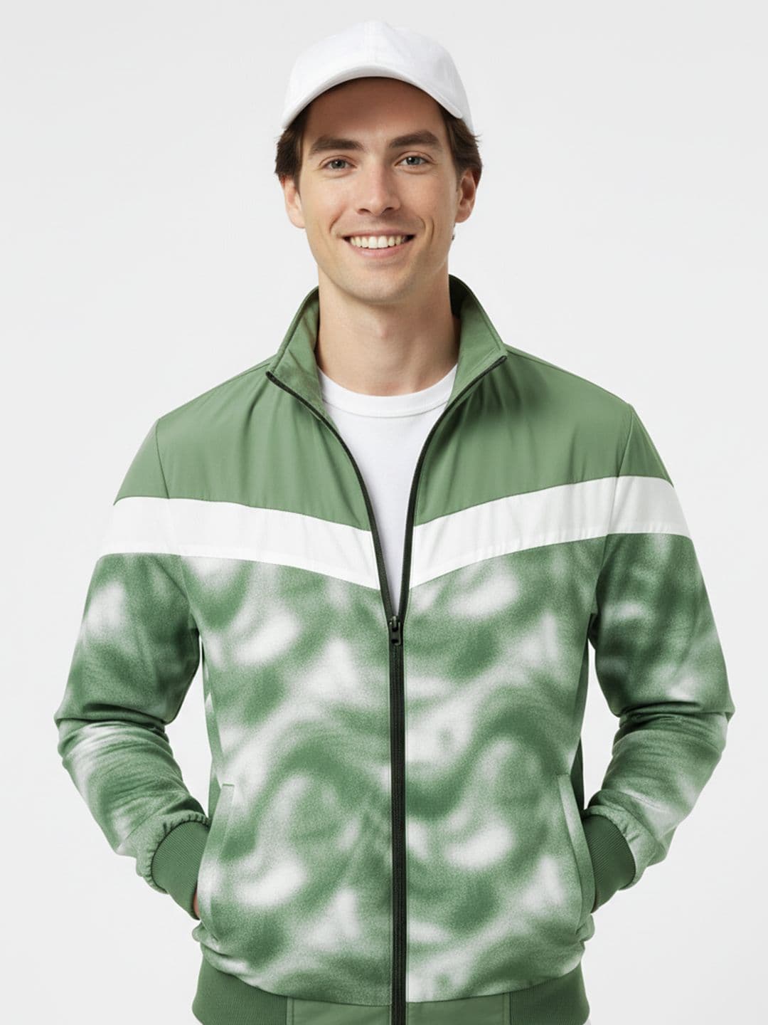 HERE&NOW Colourblocked Abstract Printed Bomber Jacket - view 1