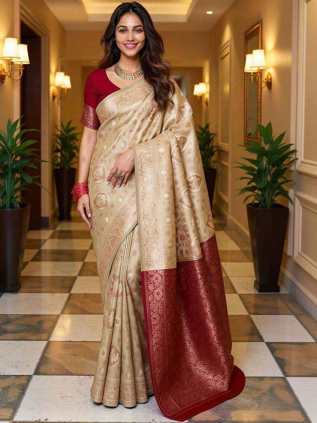 Moda Rapido Ethnic Motifs Zari Art Silk Heavy Work Saree - view 1