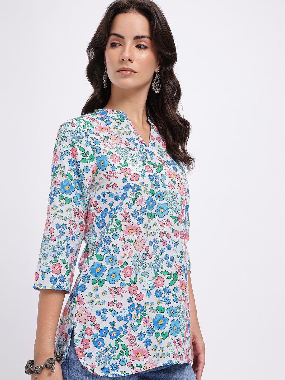 Anouk Rustic Floral Printed Mandarin Collar Straight Kurti - view 1