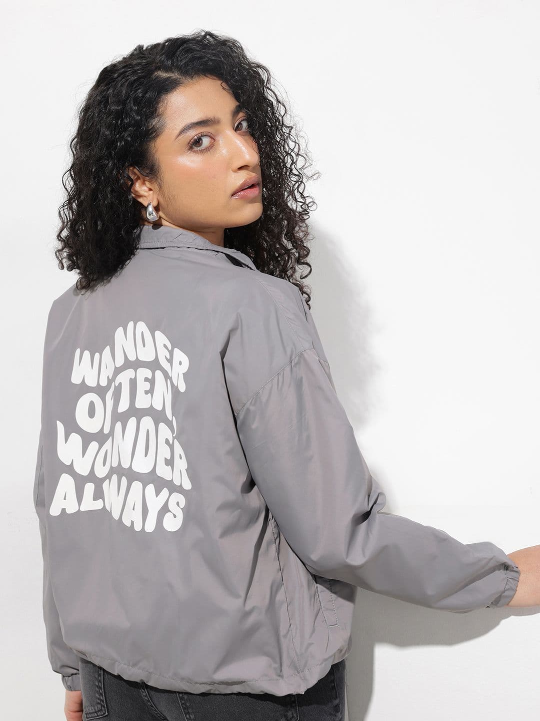 The Roadster Life Co. Typography Printed Spread Collar Sporty Jacket - view 1