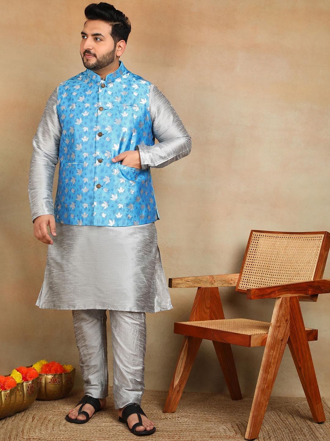 Sztori Men Woven Design Nehru Jacket - view 1