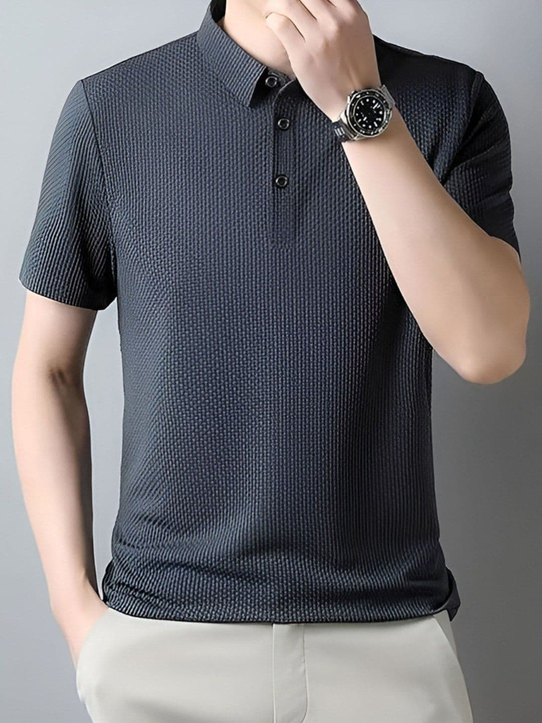Fashion2wear Men Self Design Polo Collar T-shirt - view 1