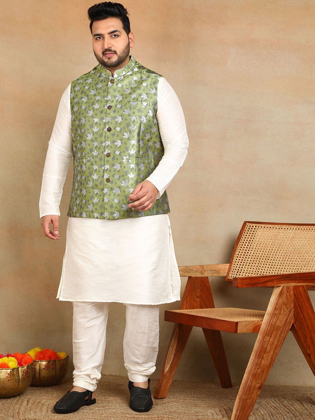 Sztori Woven-Design Nehru Jacket - view 1