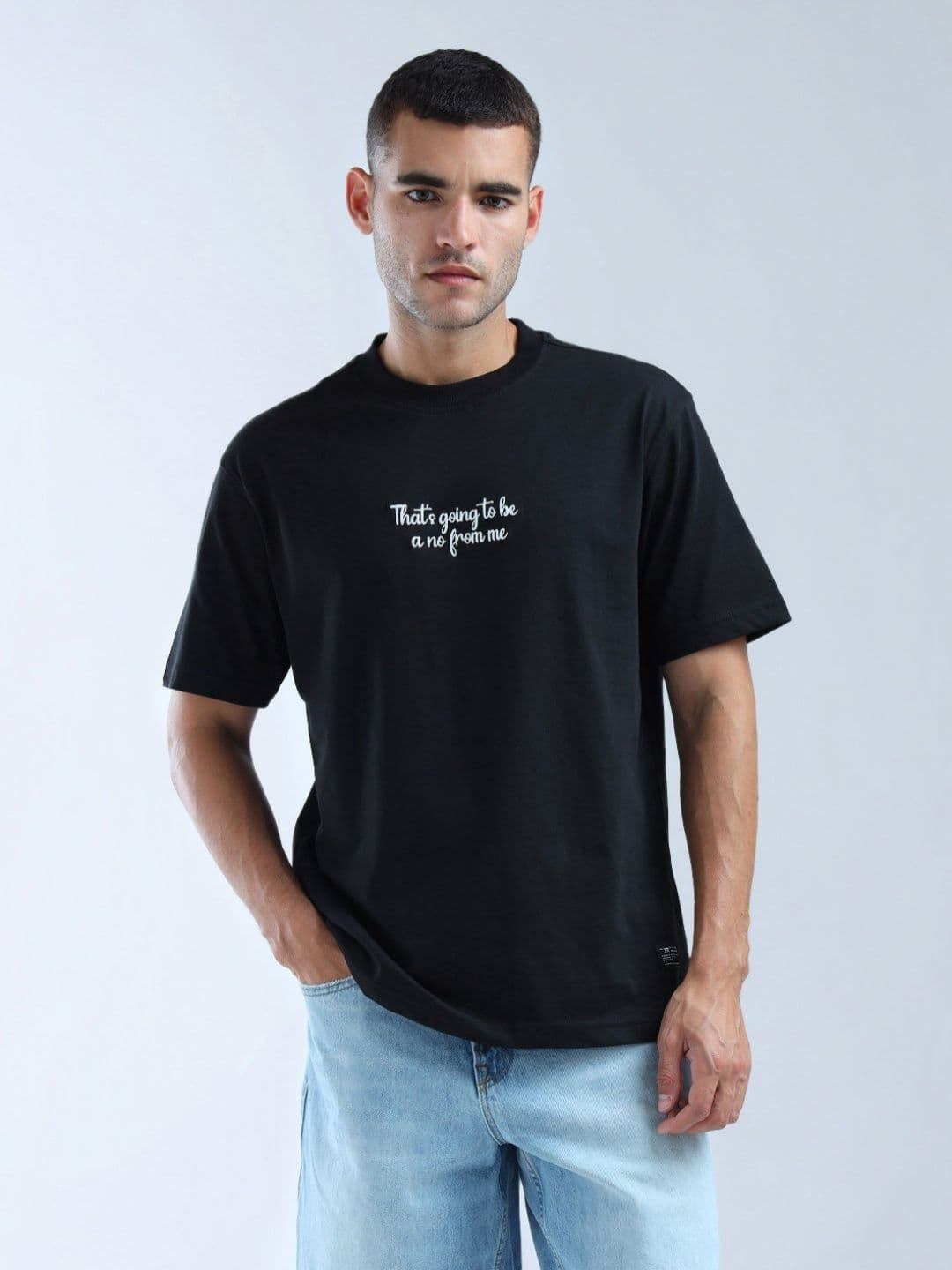 Flying Machine Men Typography Printed Round Neck Cotton Relaxed Fit T-shirt - view 1