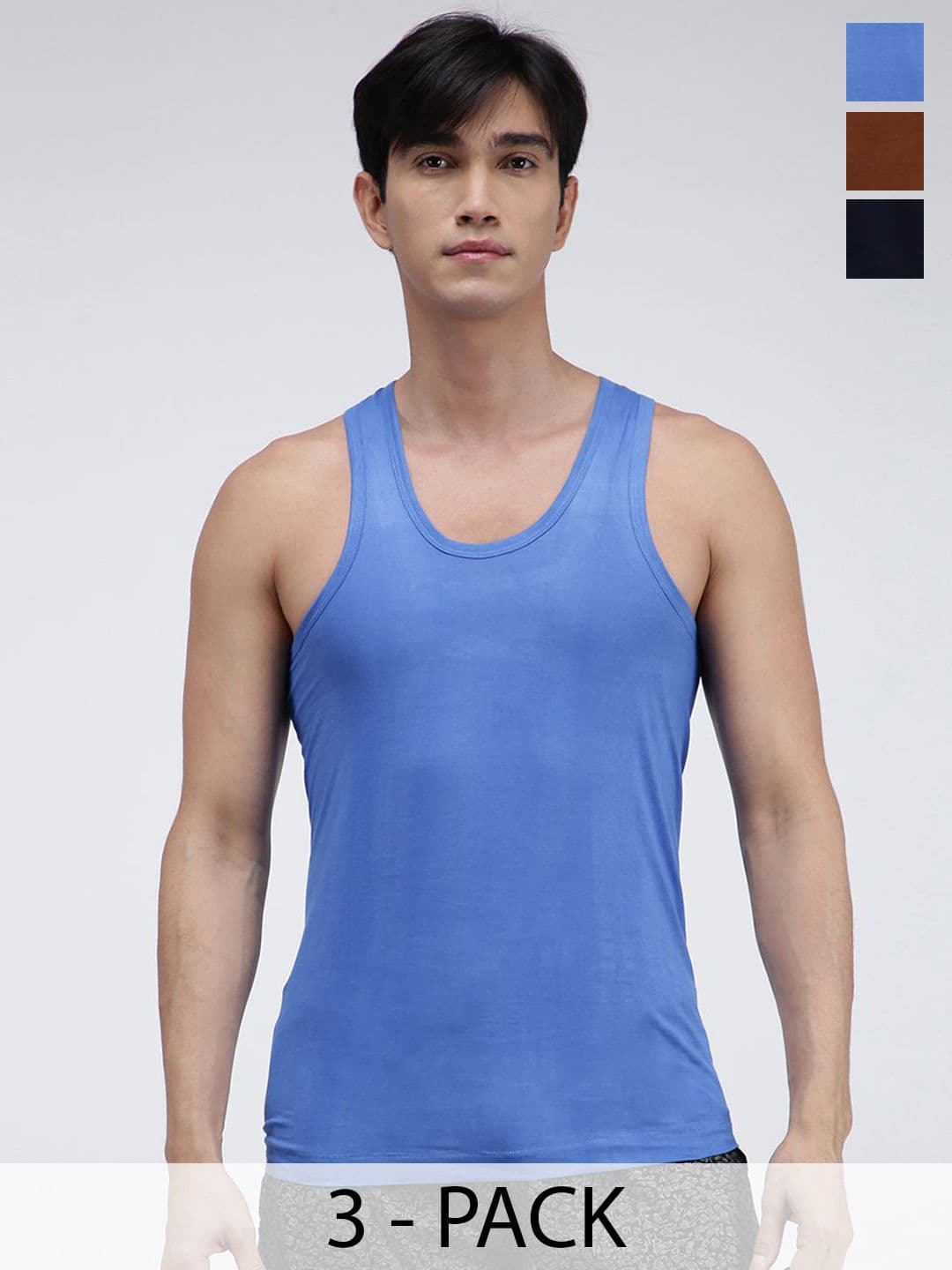 AMUL COMFY Pack Of 3 Pure Cotton Undershirt Innerwear Vests AC-CVESTRN-SB-LB-NY-S-3PC - view 1