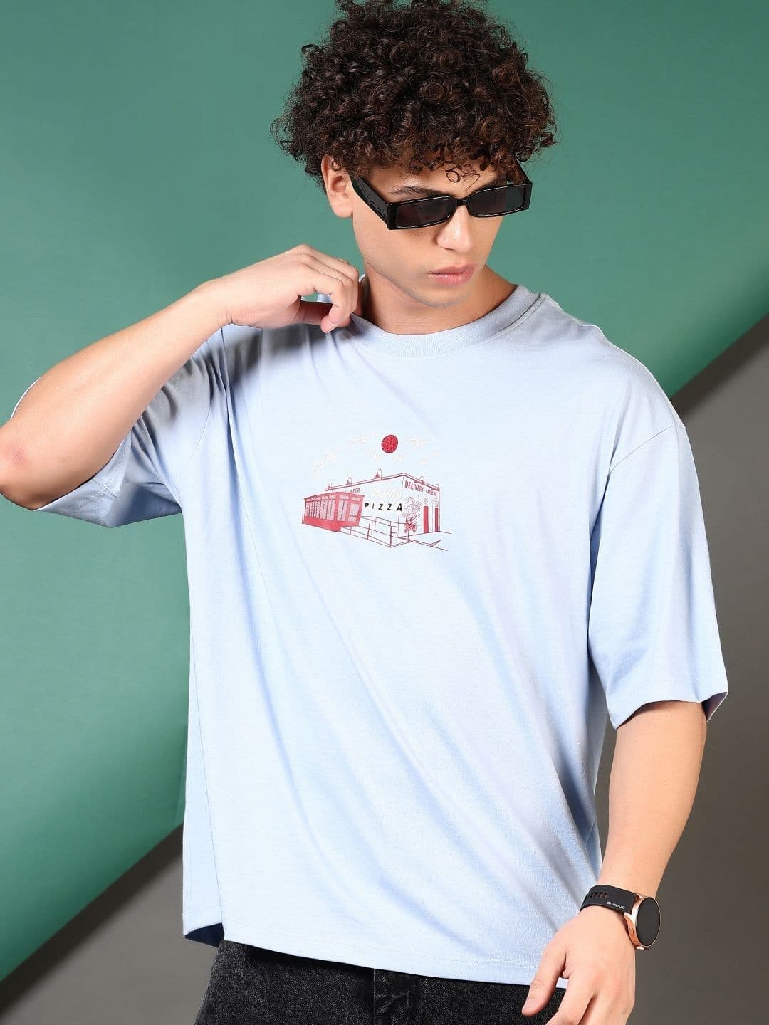 V-Mart Men Graphic Printed Round Neck Cotton Oversized T-shirt - view 1
