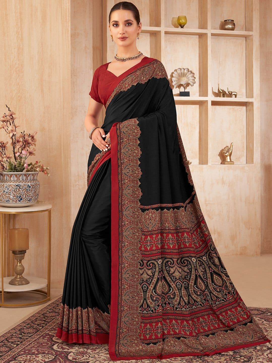Mitera Paisley Silk Blend Jamdani Saree - view 1