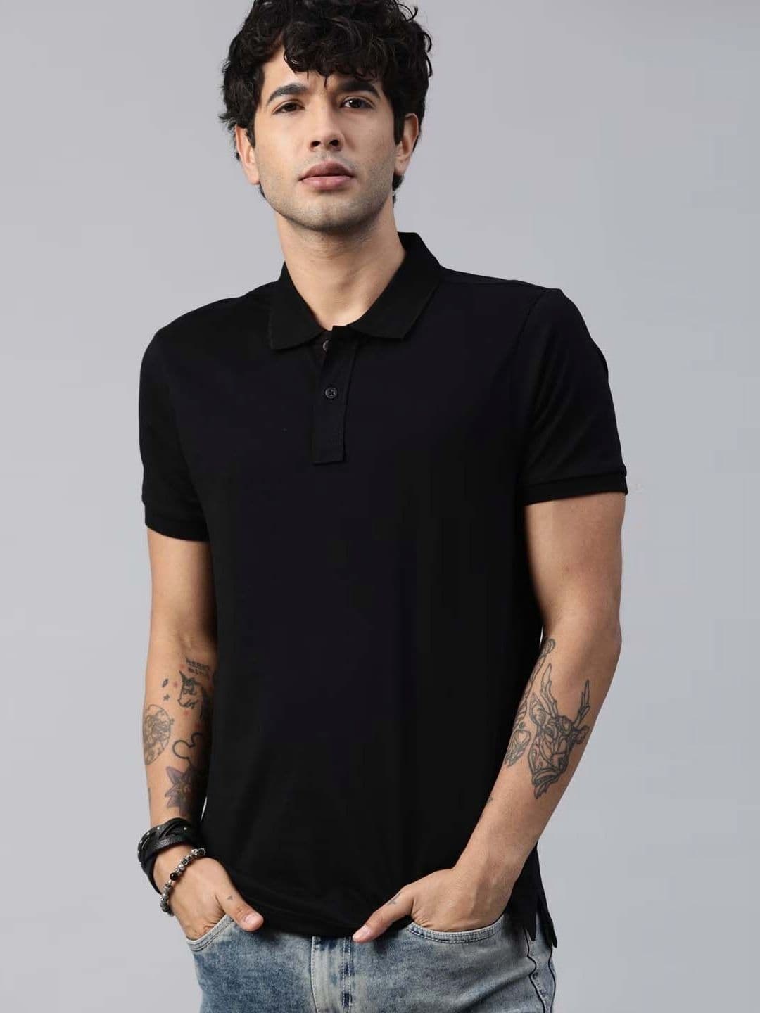 Organic Chics Men Anti Odour Solid Polo Collar Cotton T-shirt - view 1