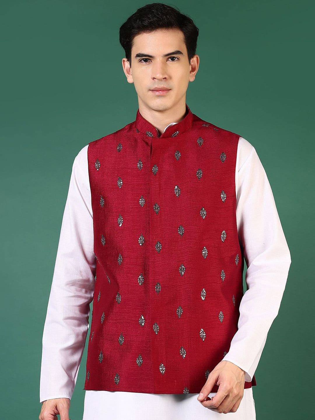 V-Mart Self Design Woven Nehru Jacket - view 1