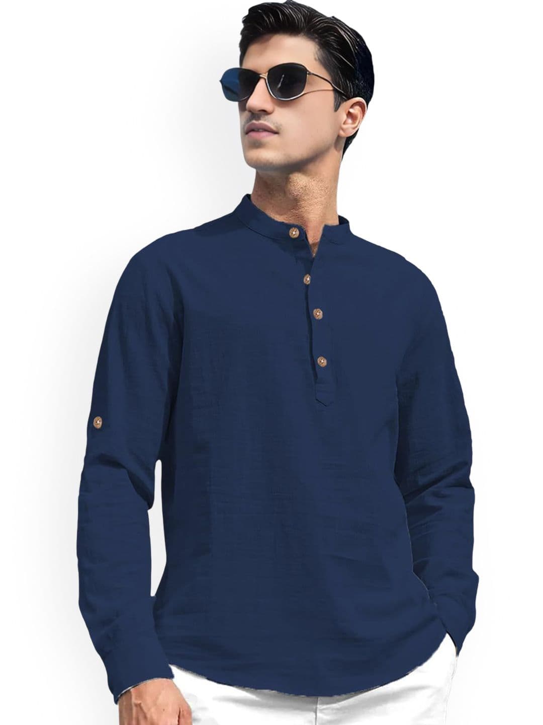 TrendiVastra Mandarin Collar Cotton Short Kurta - view 1
