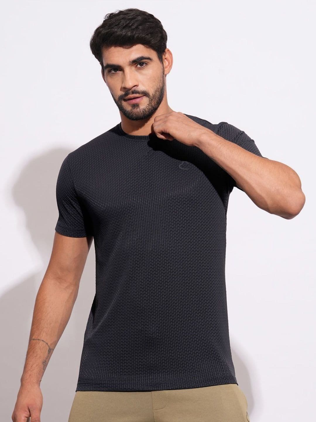 Being Human Men Self Design Round Neck Nylon Slim Fit T-shirt - view 1