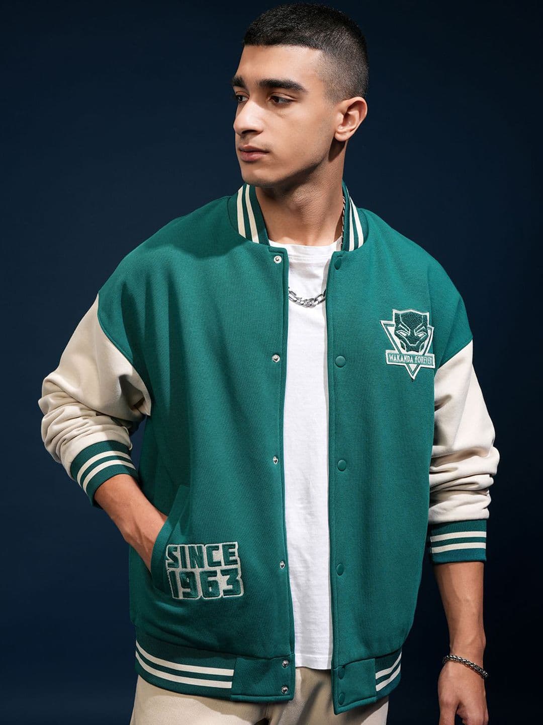 HIGHLANDER Black Panther Marvel Men Oversized Varsity Jacket - view 1