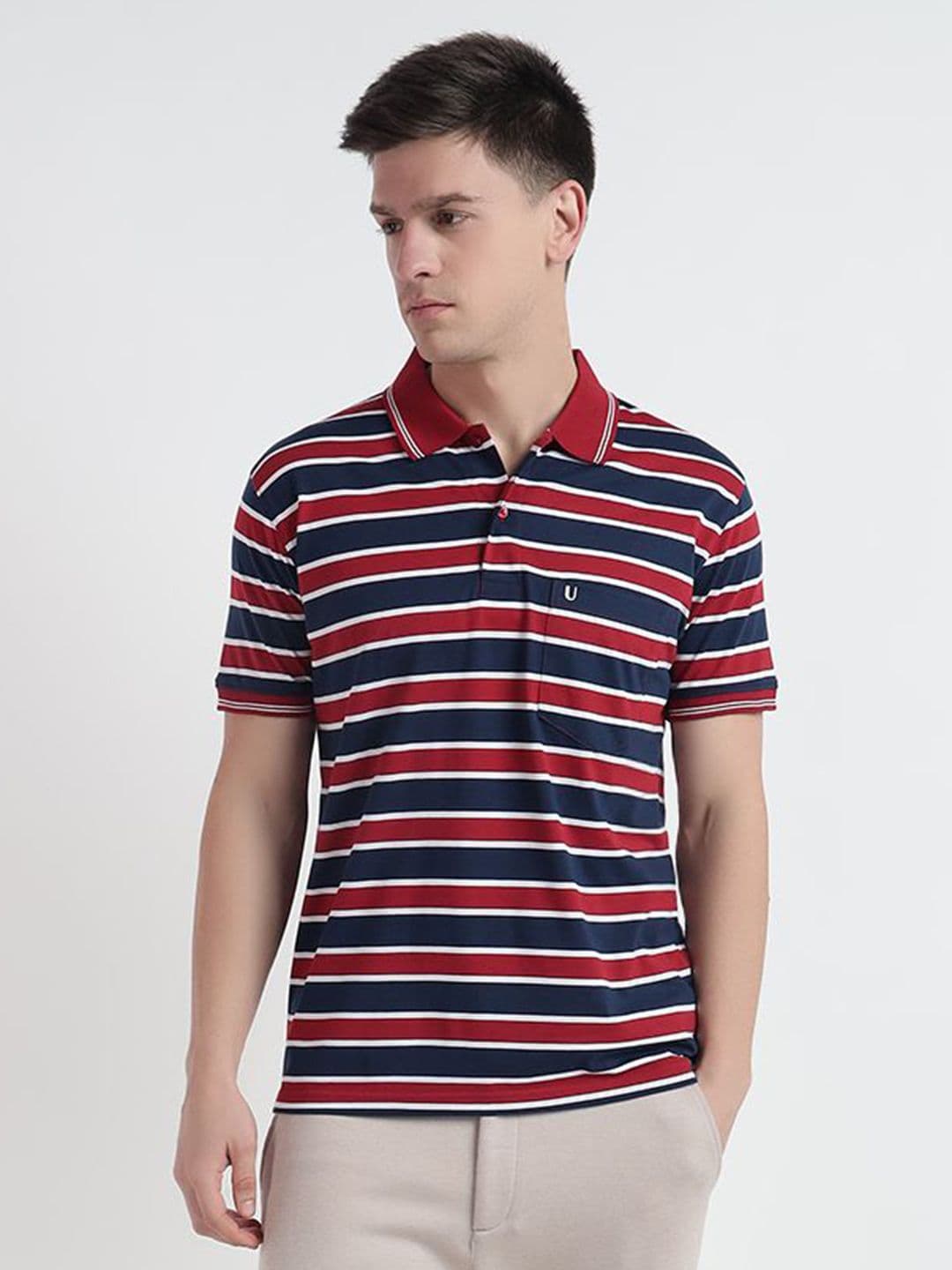 UNIBERRY Men Striped Polo Collar T-shirt - view 1