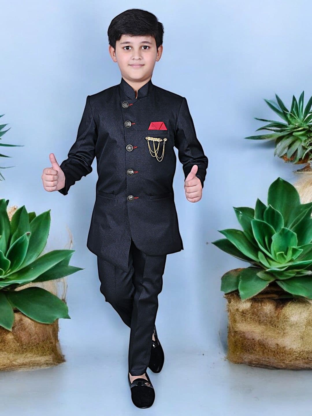Qitty Boys Mandarin Collar Sherwani - view 1