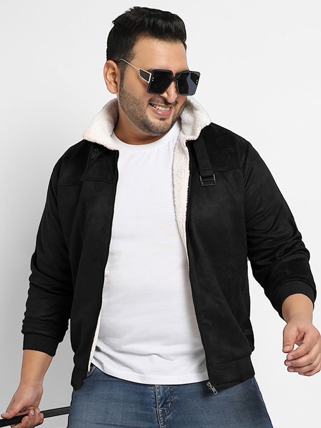 Instafab Plus Men Suede Lightweight Biker Jacket - view 1