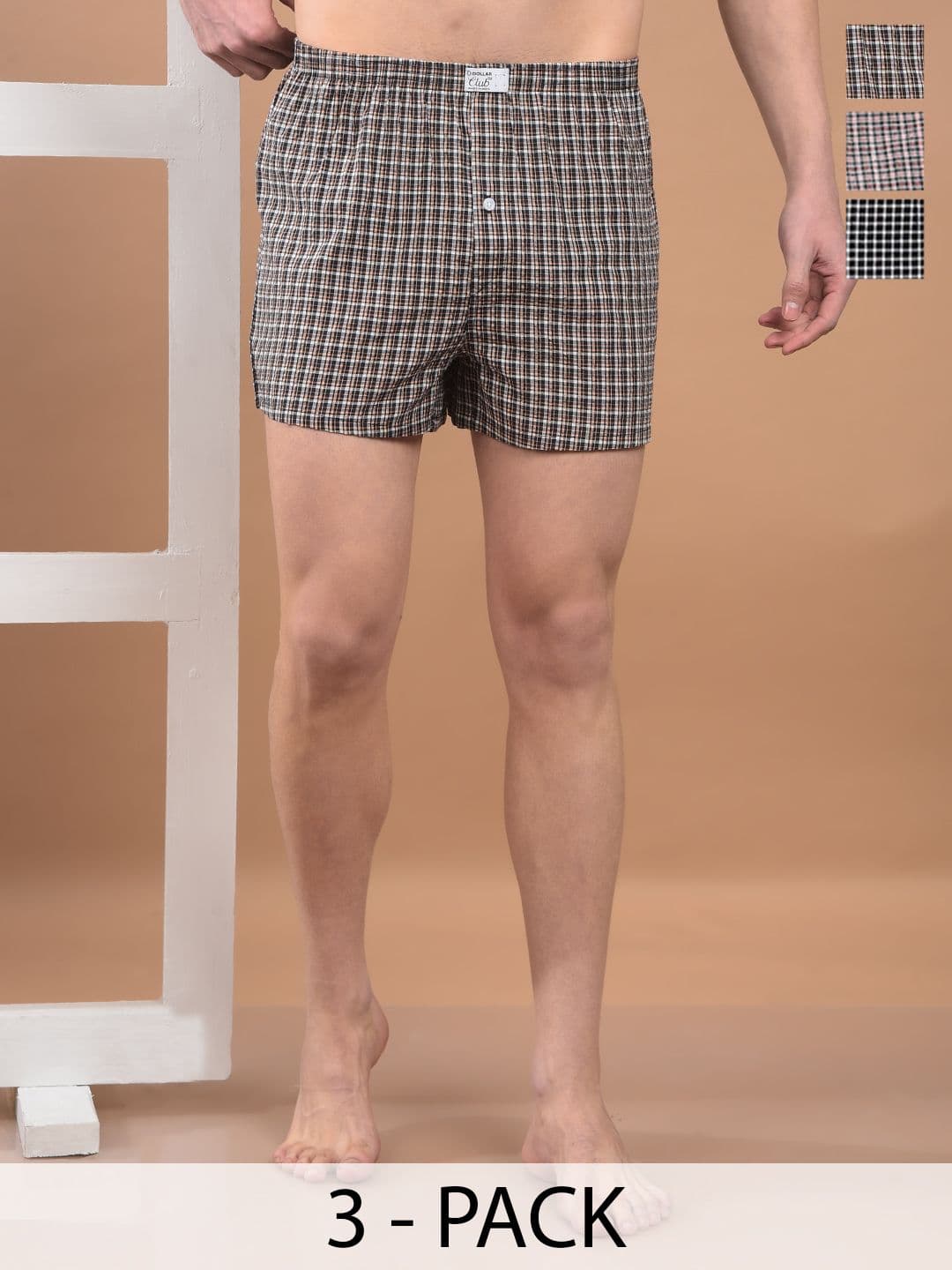 Dollar Pack Of 3 Assorted Checkered Pure Combed Cotton Boxers
TSSO-01-CHECK246-PO3 - view 1