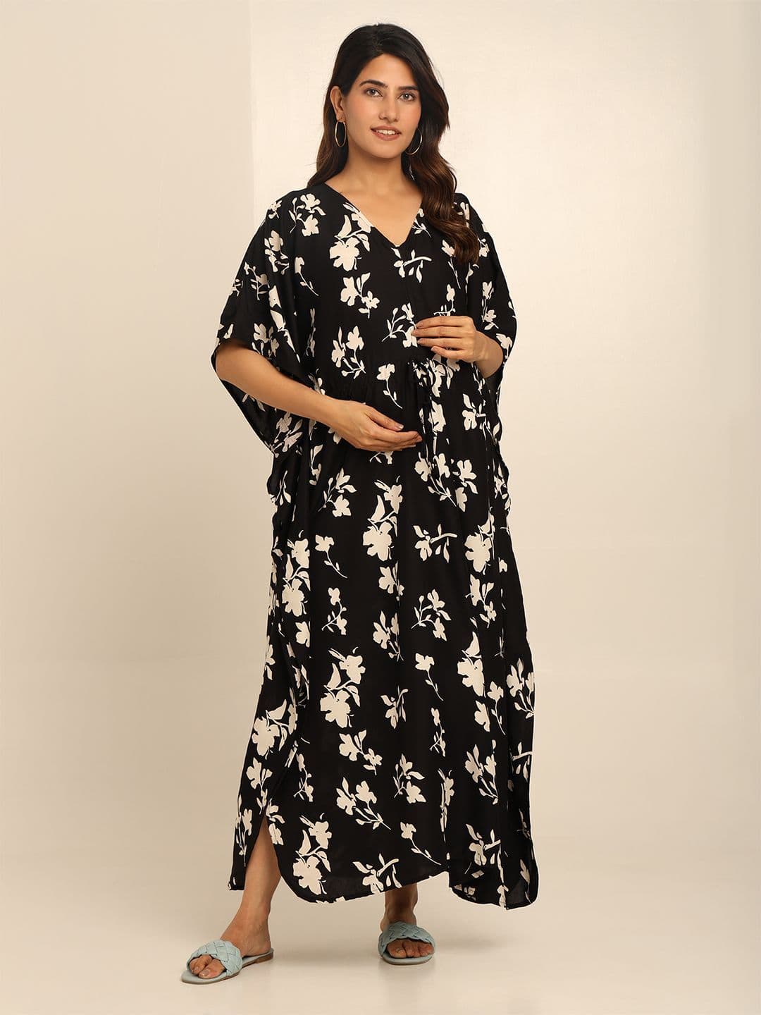 CRAFTBAZAR Floral Print Maternity Kaftan Maxi Dress - view 1