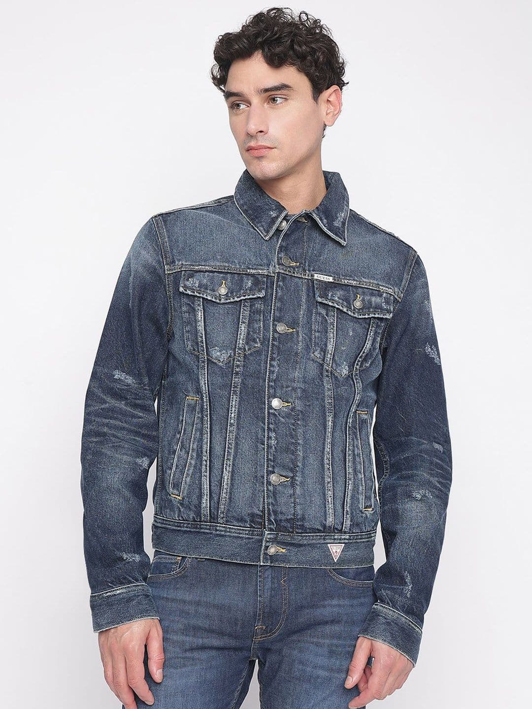 GUESS Men Denim Jacket with Patchwork - view 1