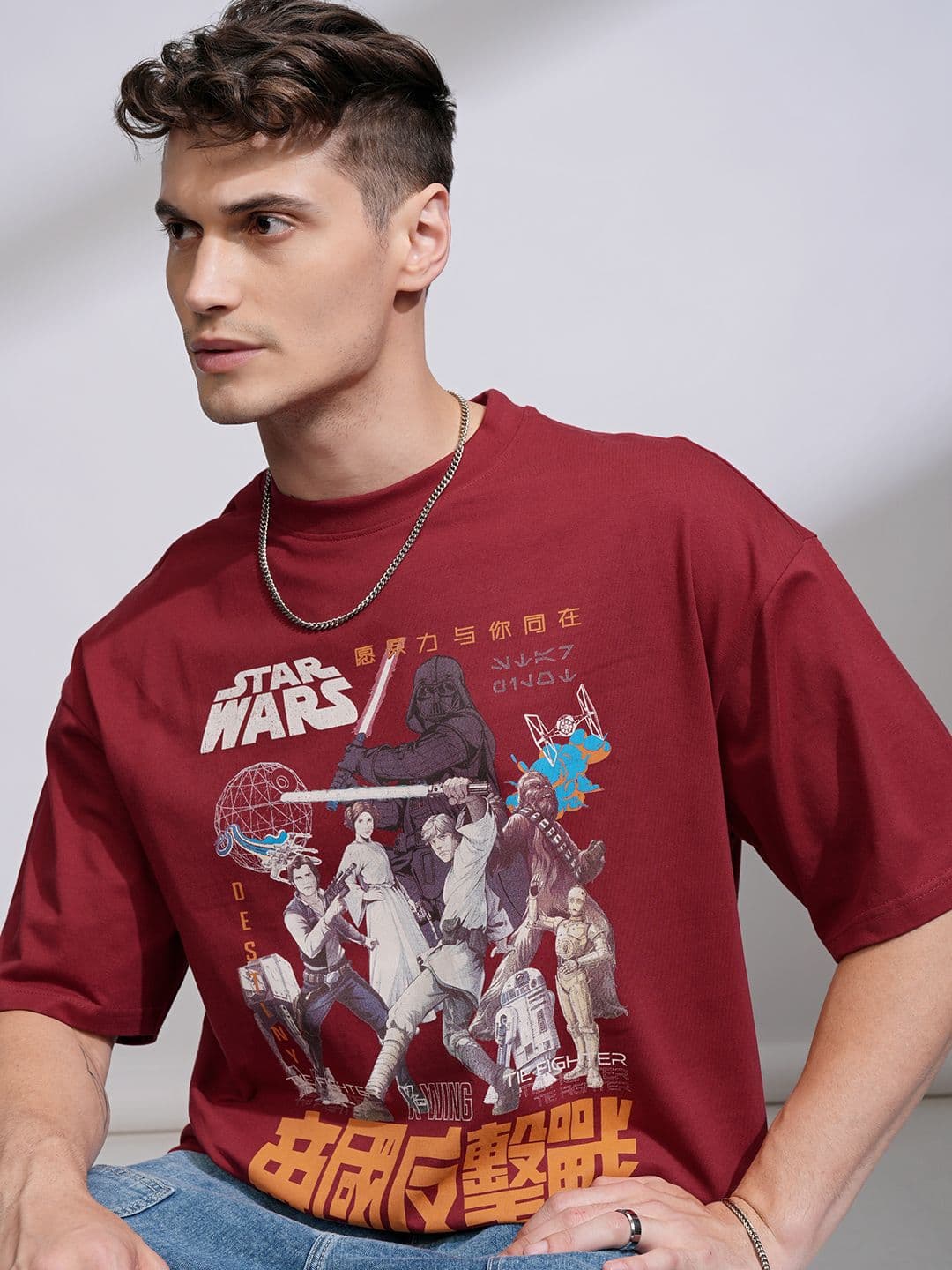 HIGHLANDER Men Star Wars Printed Drop Shoulder Sleeves Tshirt - view 1