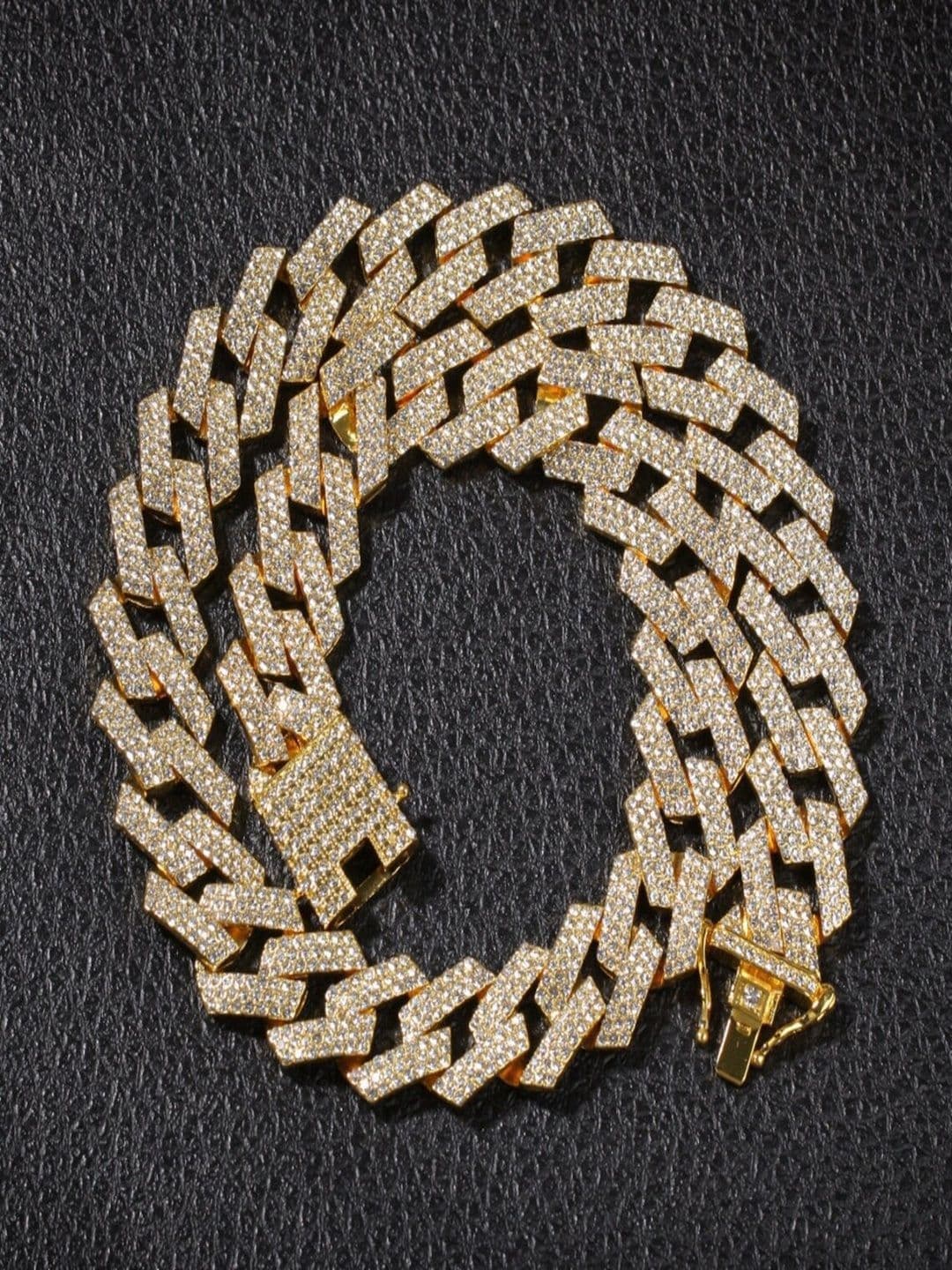 The Roadster Lifestyle Co. Unisex Gold-Plated Cubic Zirconia Studded Necklace - view 1