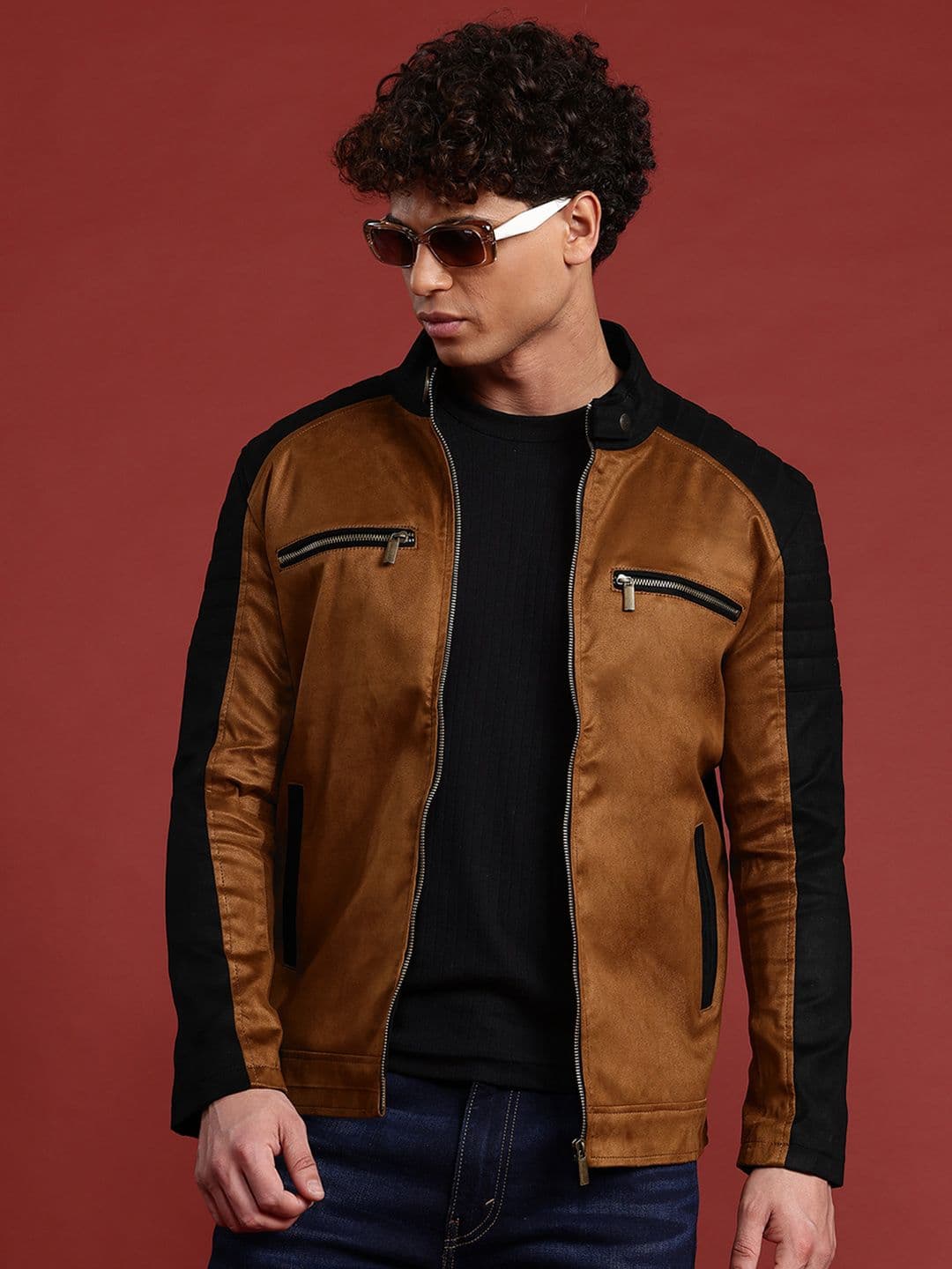 Leather Retail Men Suede Biker Jacket - view 1