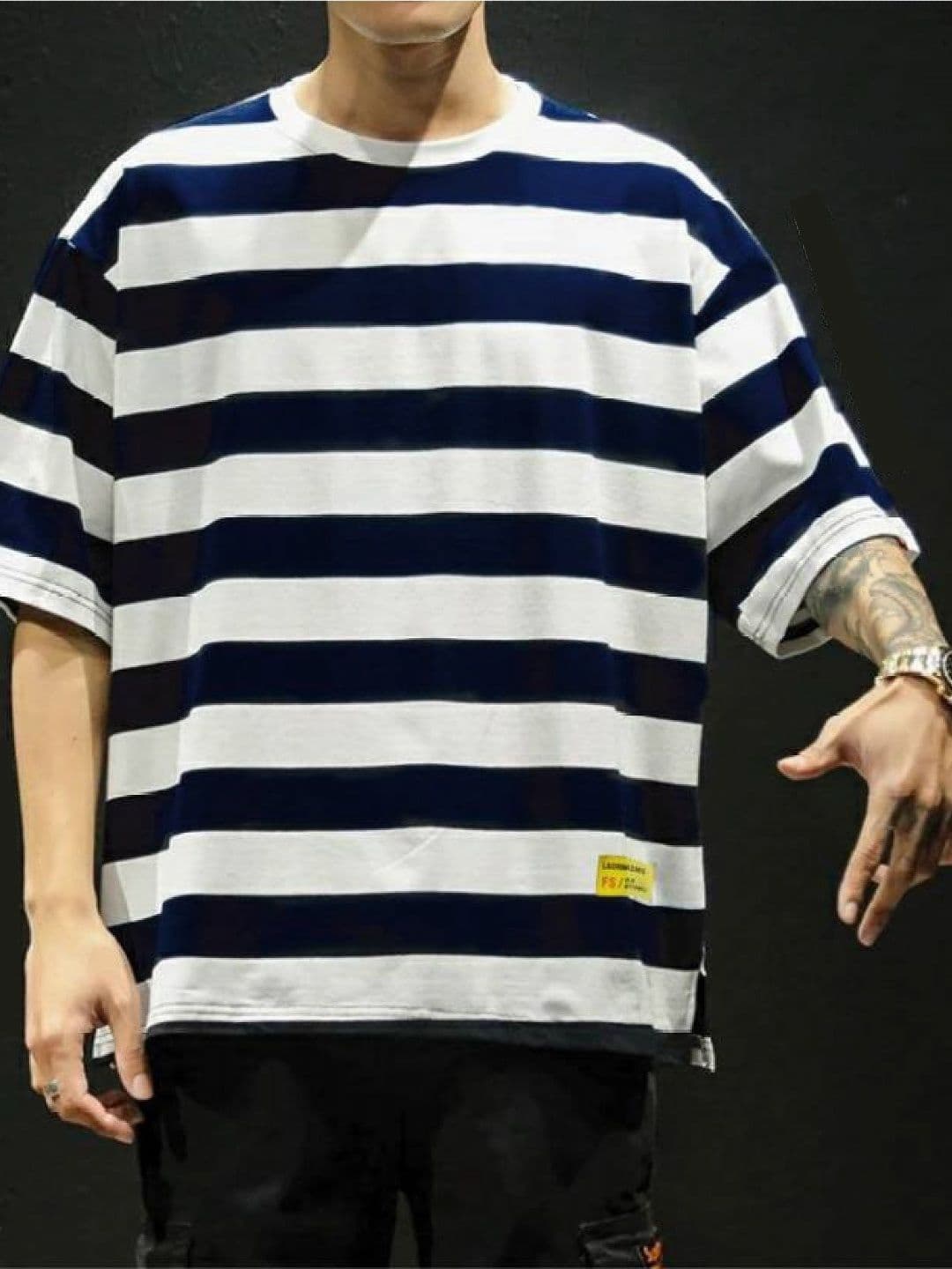 LAUREN ADAMS Men Striped Applique T-shirt - view 1