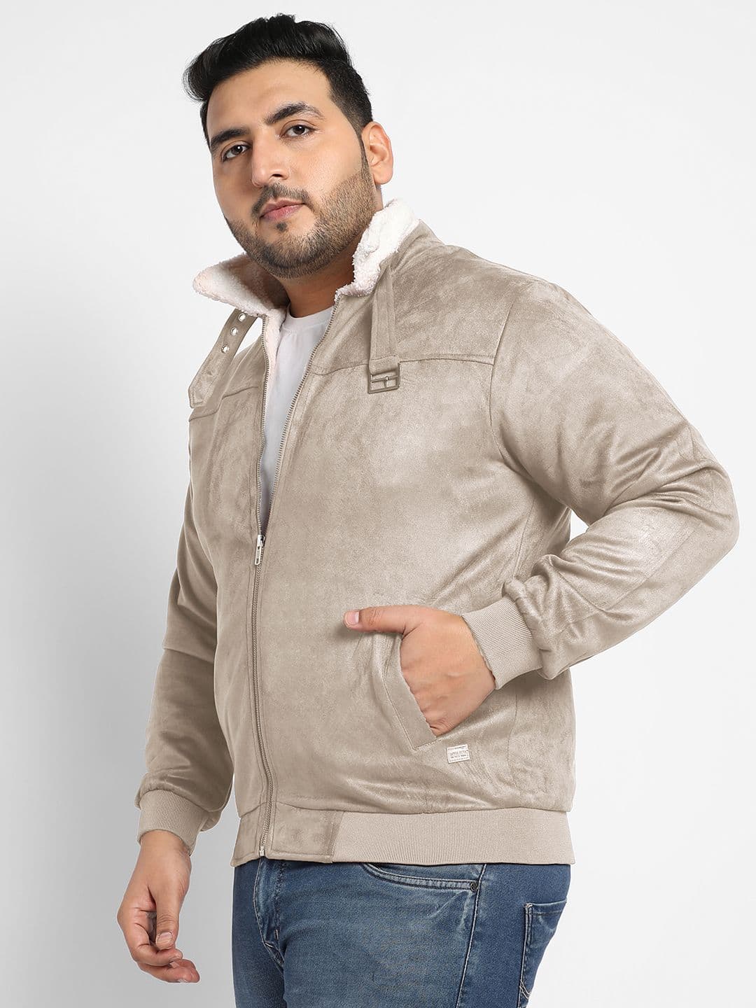 Instafab Plus Men Suede Lightweight Biker Jacket - view 1