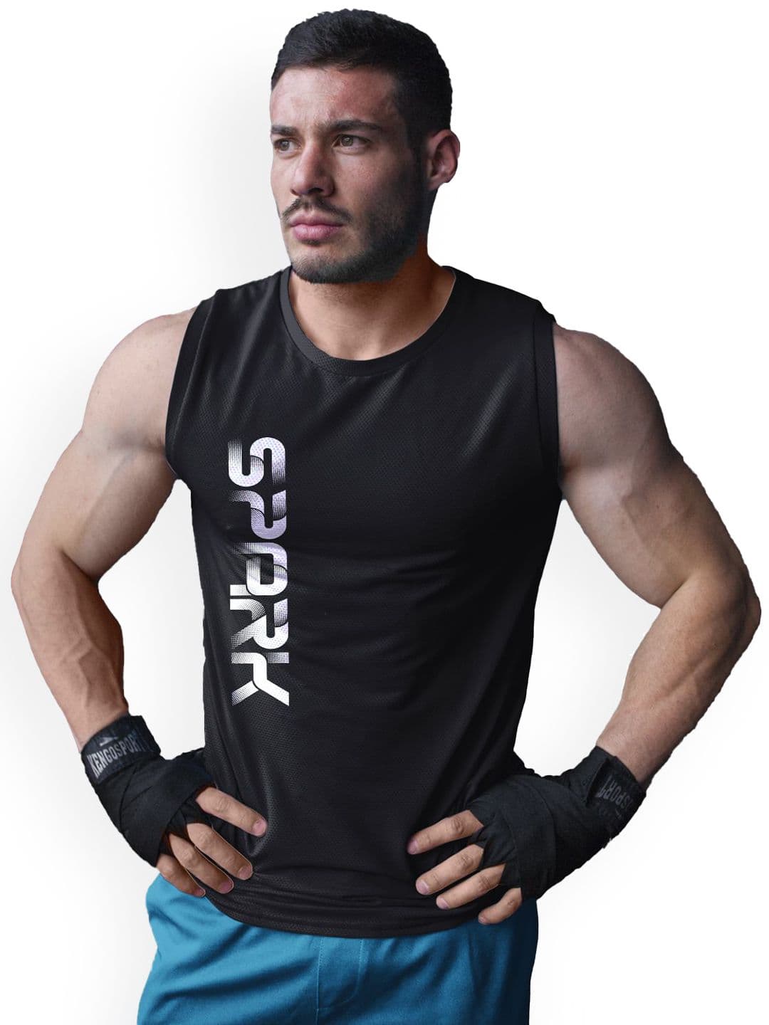 3Colors Printed Dri-Fit Gym Vest VEST-CCUT-SPARK-BLK_M - view 1