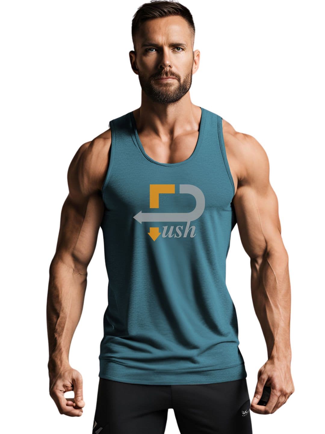 3Colors Printed Gym Vest VEST-NCUT-PUSH-AF BLUE_M - view 1