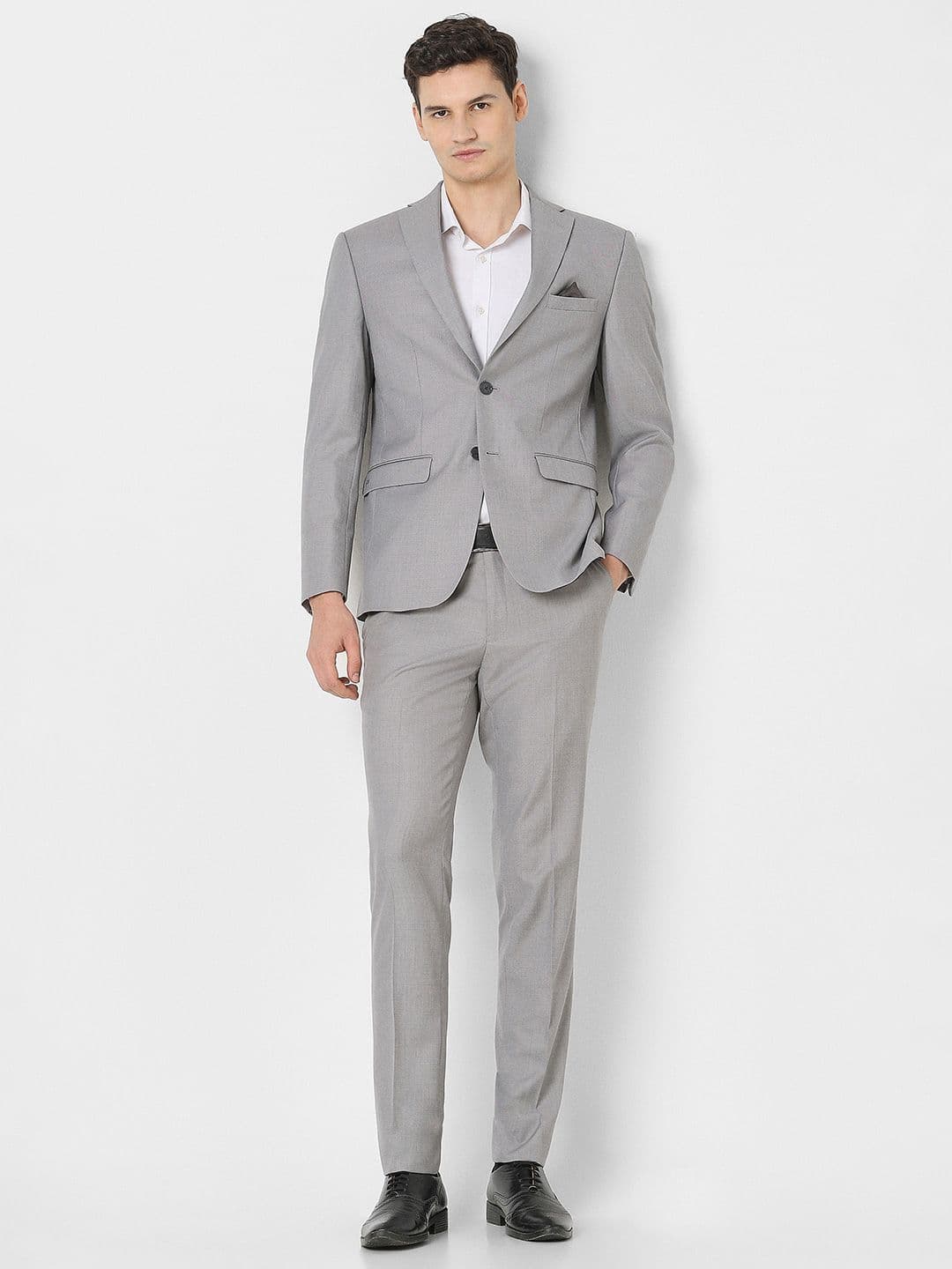 Peter England Elite Peter England Self Design Slim-Fit Single-Breasted Two-Piece Suit - view 1
