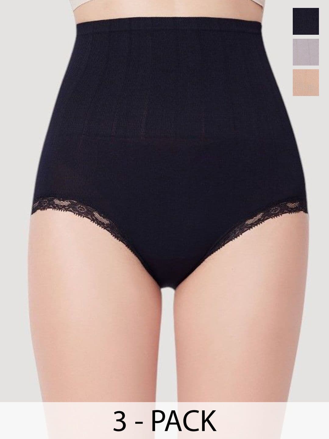PLUMBURY Pack of 3 Women Seamless High Waist Tummy Tucker Shapewear Panty - view 1